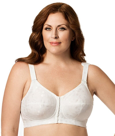 Elila Front Opening Wirefree Posture Bra - White Bras 