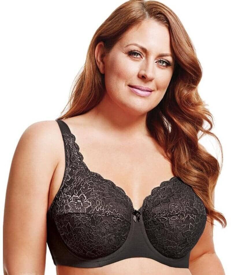 Elila Full Coverage Stretch Lace Underwired Bra - Black Bras 