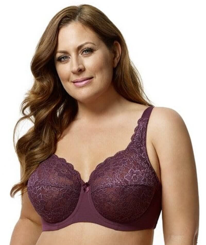 Elila Full Coverage Stretch Lace Underwired Bra - Plum Bras  