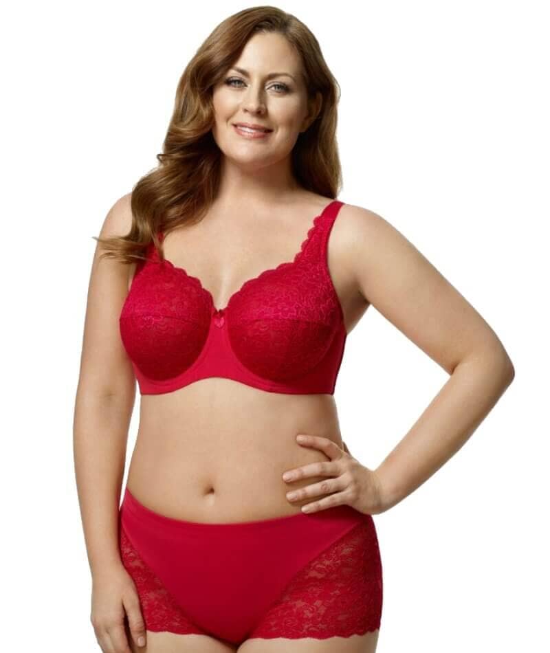 Elila Full Coverage Stretch Lace Underwired Bra - Red Bras 