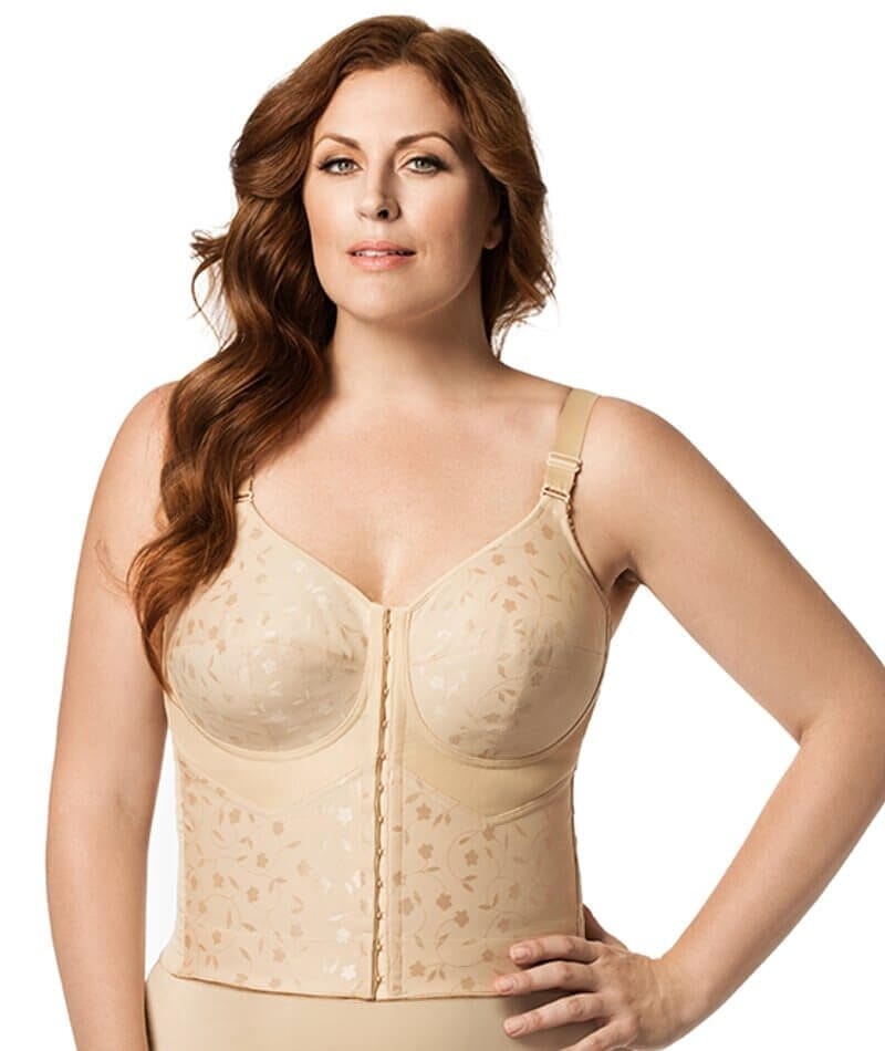 Elila Wirefree Front Opening Longline Wirefree Bra - Nude Bras  