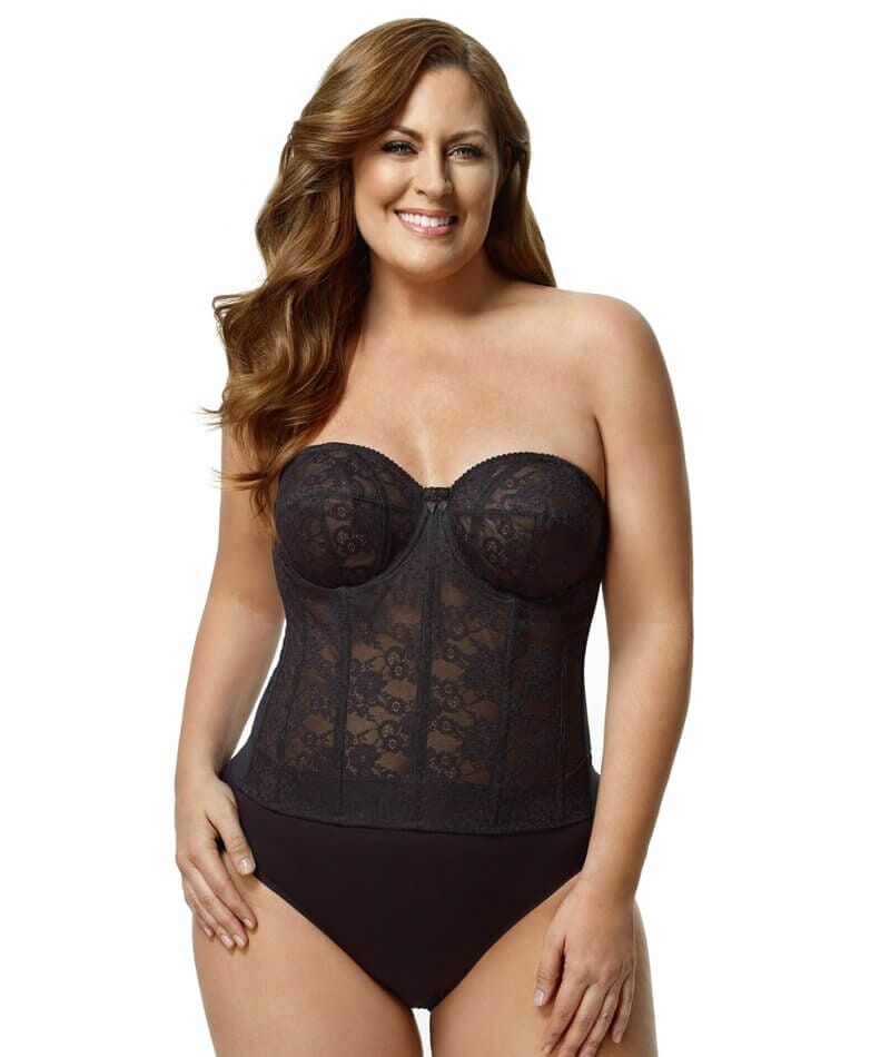 Elila Underwired Lace Strapless Longline Bra - Black Bras  