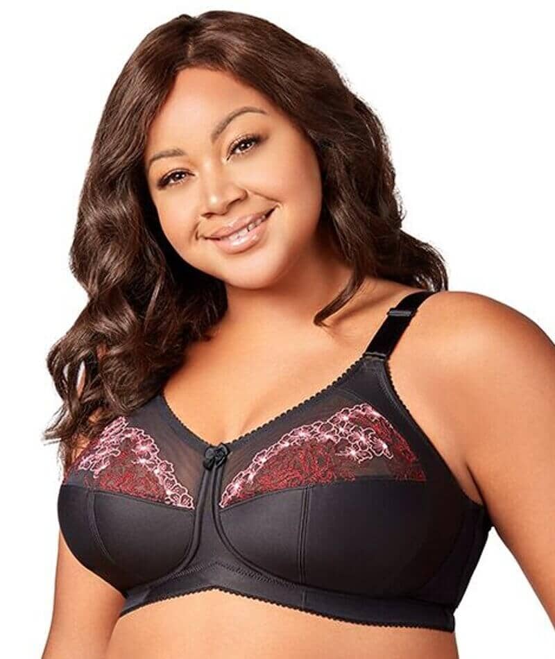 Elila Swiss Embroidered Soft Cup Wirefree Bra - Black Bras  