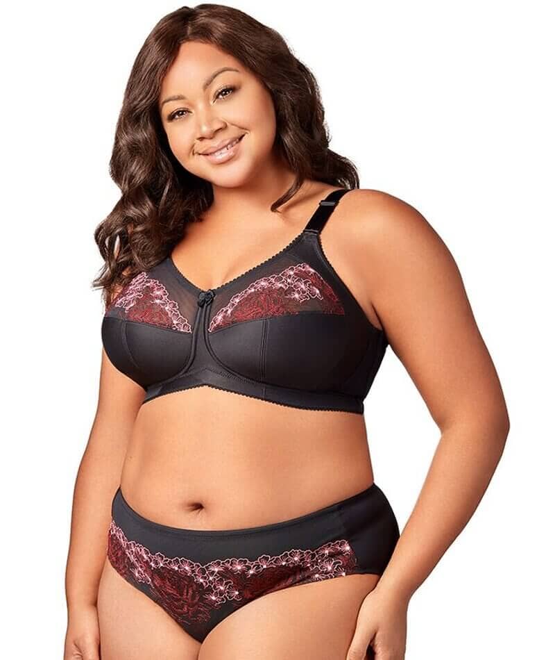 Elila Swiss Embroidered Soft Cup Wirefree Bra - Black Bras 