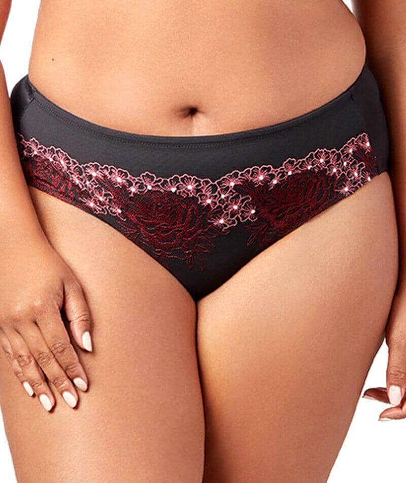 Elila Swiss Embroidered Microfiber Panty - Black Knickers  