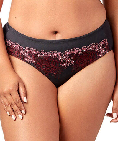 Elila Swiss Embroidered Microfiber Panty - Black Knickers 