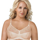 Exquisite Form Fully Soft Cup Wire-Free Bra With Embroidered Mesh - Nude