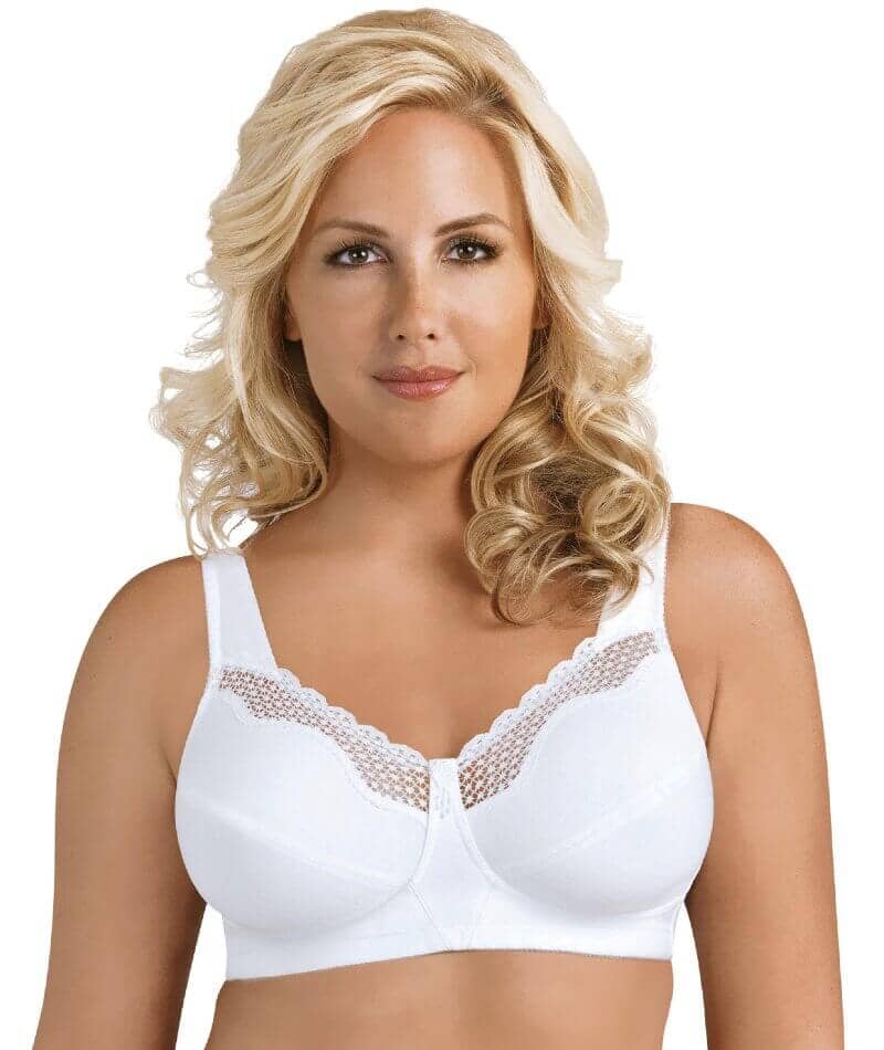 Exquisite Form Fully Cotton Soft Cup Wirefree Bra With Lace - White Bras  