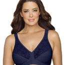 Exquisite Form Fully Front Close Wire-Free Posture Bra With Lace - Navy