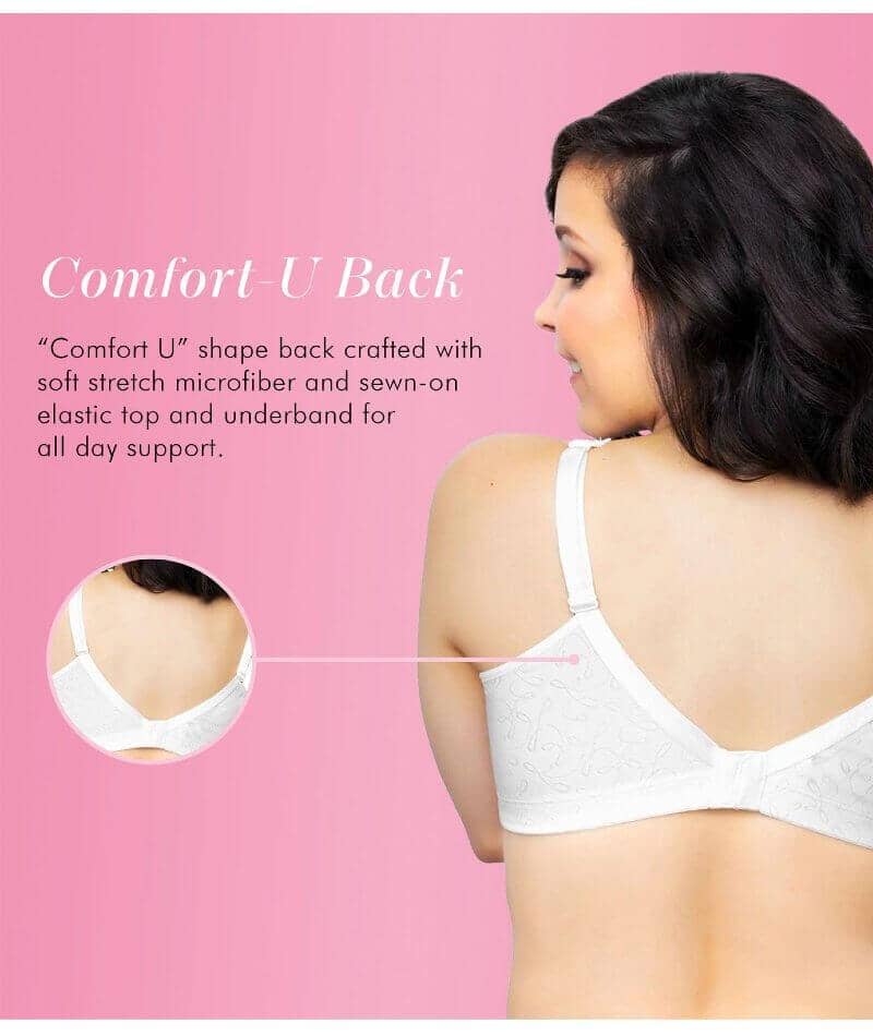 Exquisite Form Fully Comfort Lining Wirefree Bra With Jacquard Lace - White Bras 