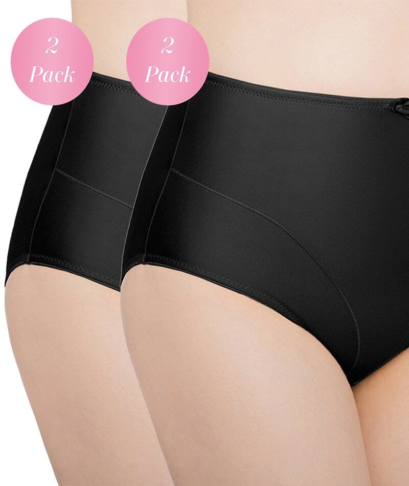 Exquisite Form Control Top Shaping Brief 2 Pack - Black Shapewear  