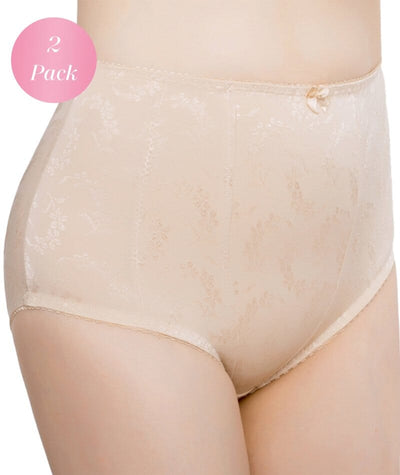 Exquisite Form Floral Jacquard Shaping Brief 2 Pack - Nude