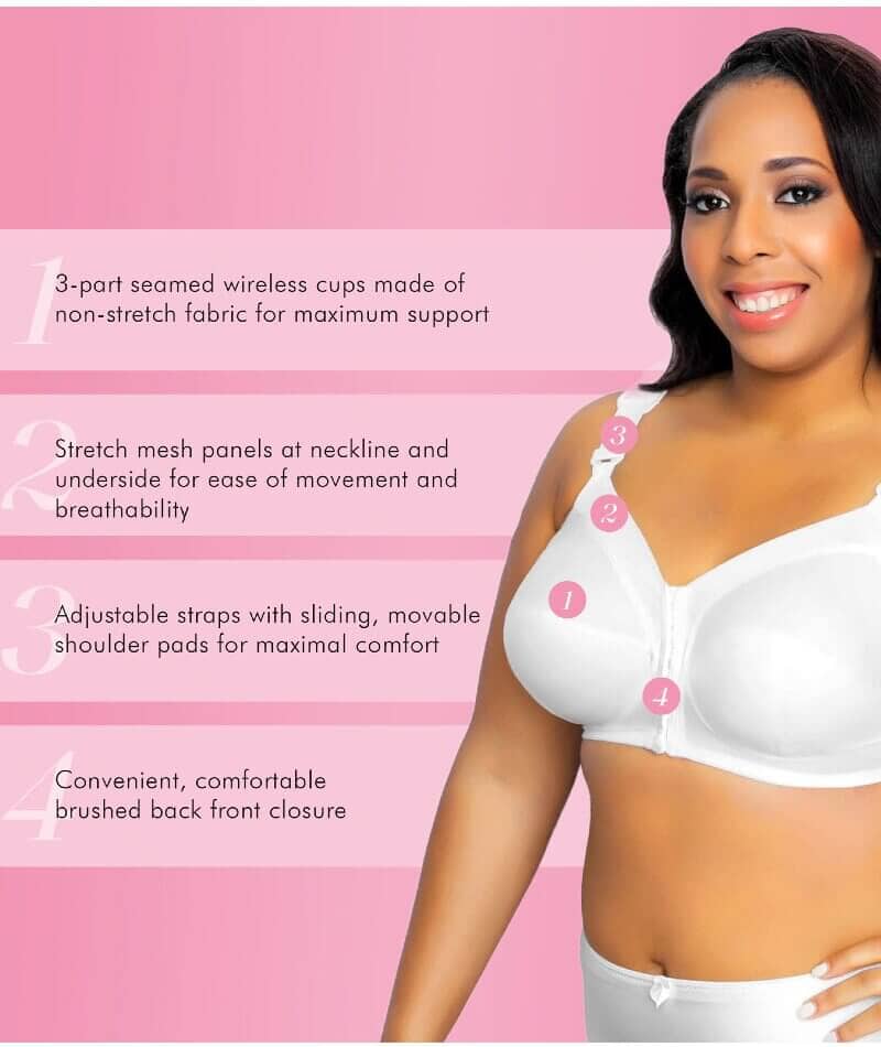 Exquisite Form Fully Front Close Wirefree Classic Support Bra- White Bras 