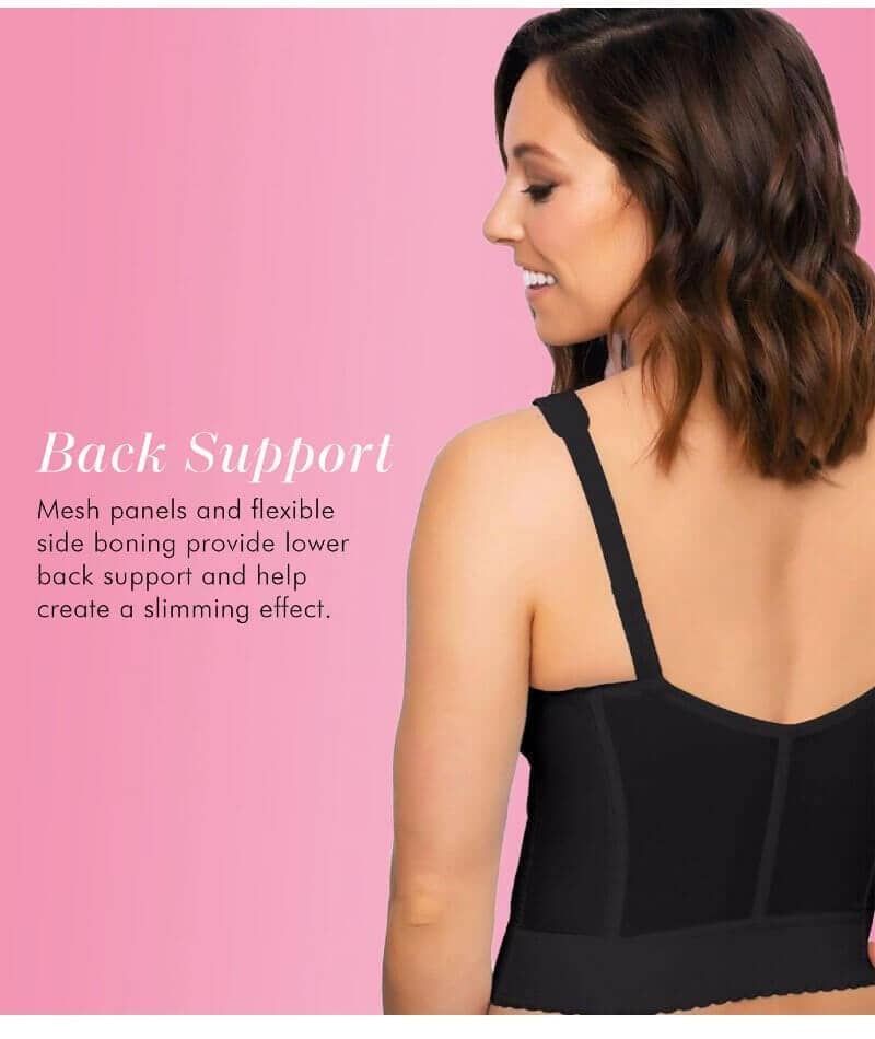 Exquisite Form Fully Front Close Longline Wirefree Posture Bra - Black Bras 