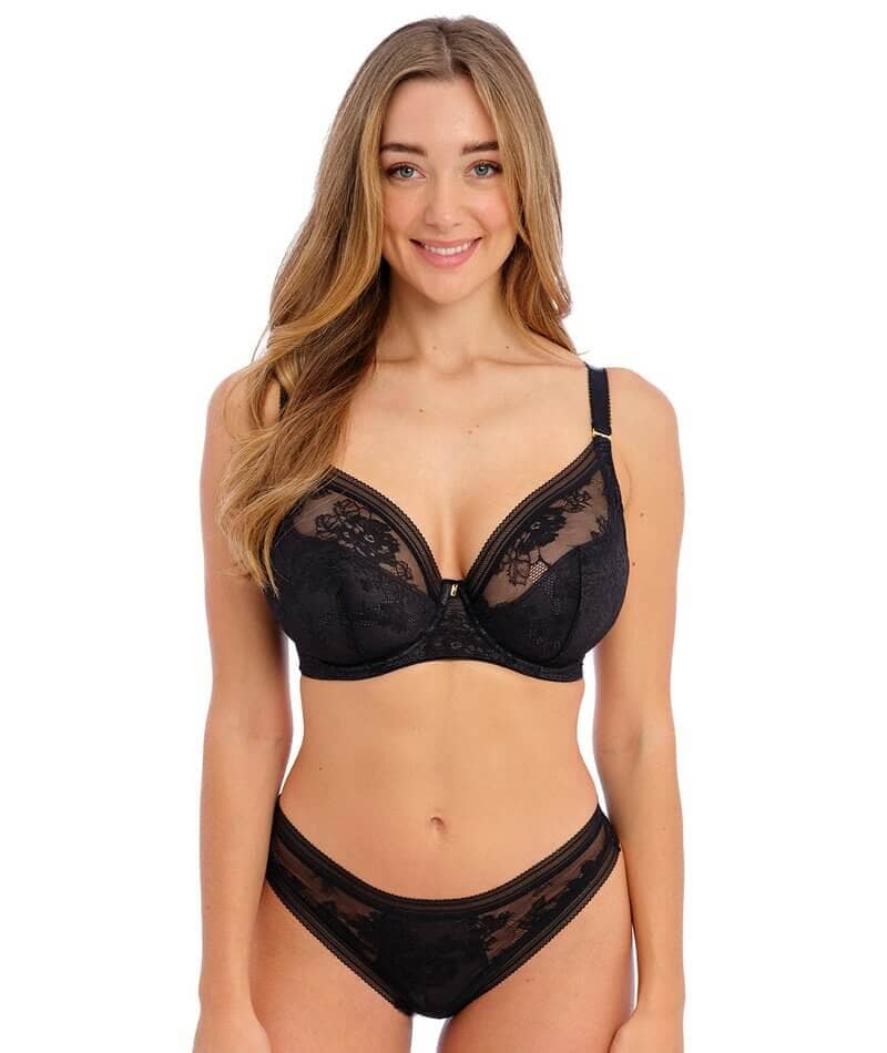 Fantasie Fusion Lace Underwire Padded Plunge Bra - Black Bras 