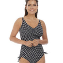 Fantasie Swim Santa Monica Underwire V-Neck Swim Suit With Adjustable Leg- Black/White