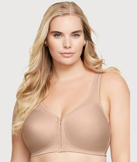 Glamorise MagicLift Front-Closure Posture Back Wirefree Bra - Cafe Bras 