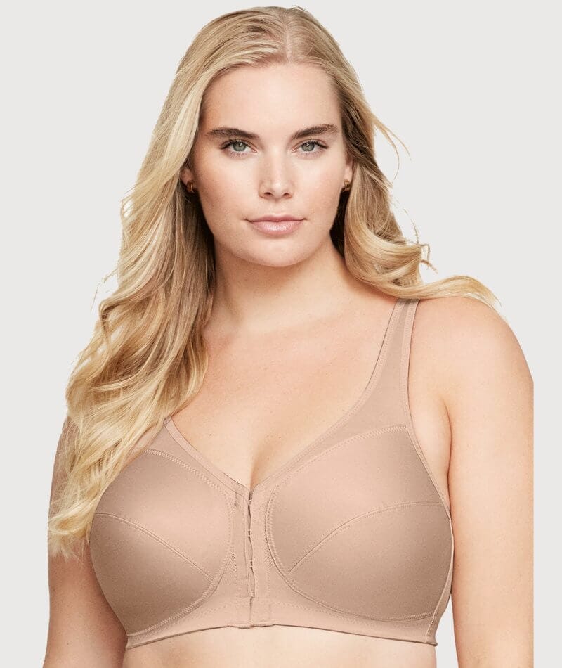 Glamorise MagicLift Front-Closure Posture Back Wirefree Bra - Cafe Bras  