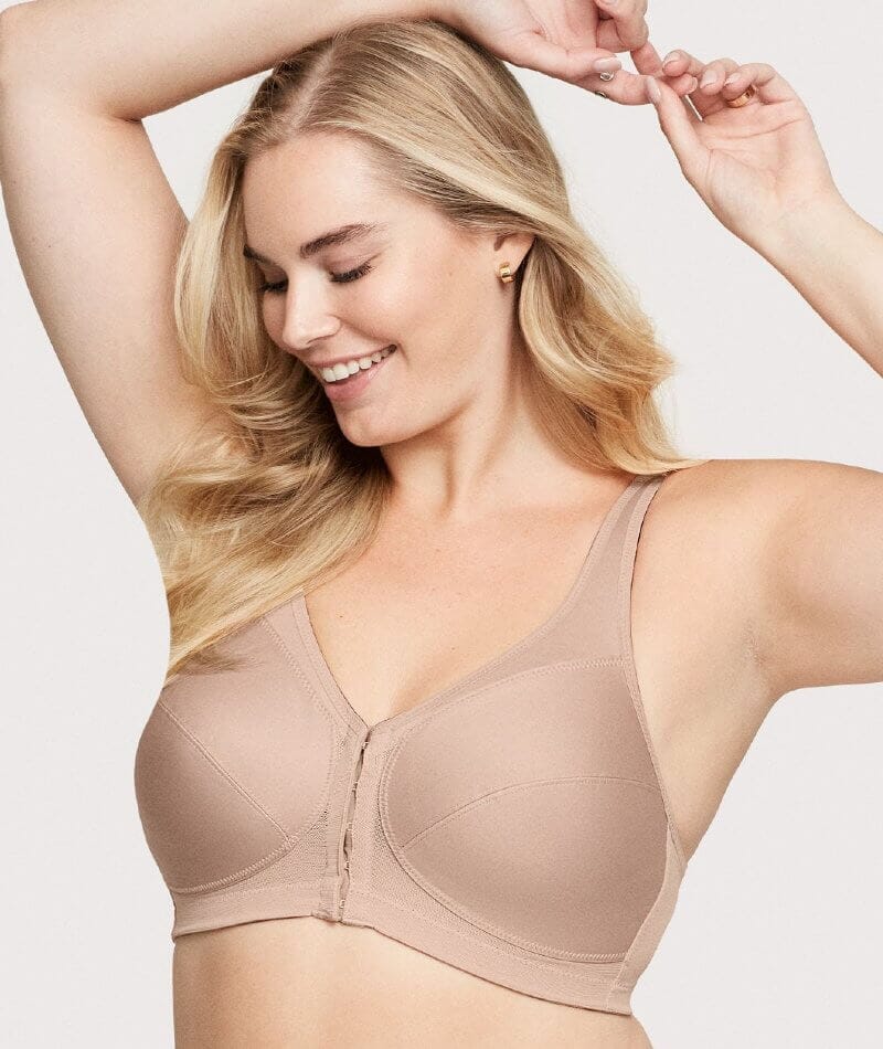 Glamorise MagicLift Front-Closure Posture Back Wirefree Bra - Cafe Bras 