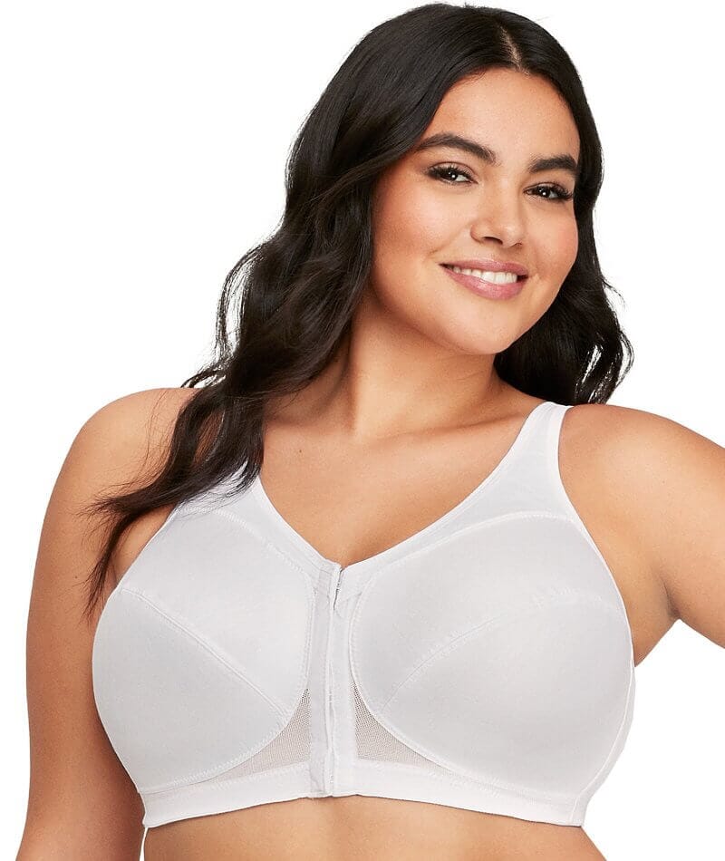 Glamorise MagicLift Front-Closure Posture Back Wirefree Bra - White Bras  