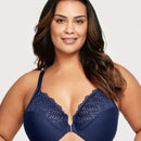 Glamorise Front-Closure T-Back WonderWire Bra - Blue