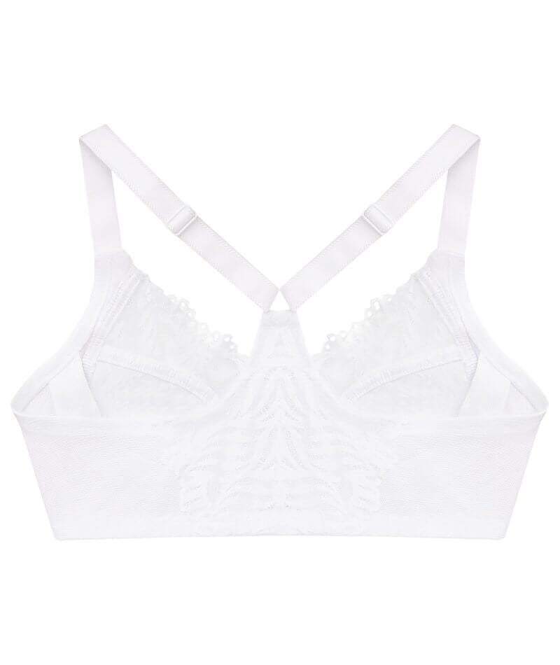 Glamorise Front-Closure T-Back WonderWire Bra - White Bras 