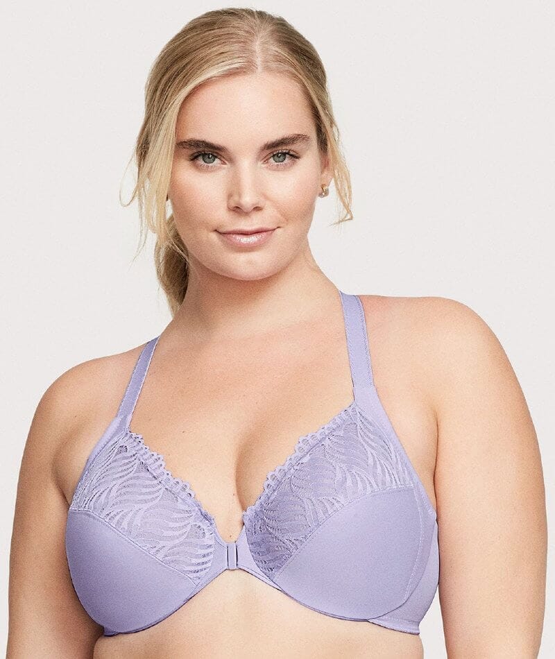 Glamorise Front-Closure T-Back WonderWire Bra - Soft Lilac Bras 