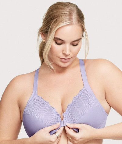 Glamorise Front-Closure T-Back WonderWire Bra - Soft Lilac Bras 