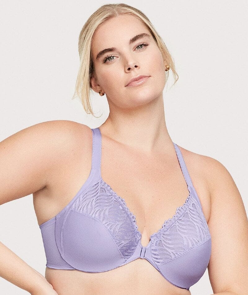 Glamorise Front-Closure T-Back WonderWire Bra - Soft Lilac Bras 