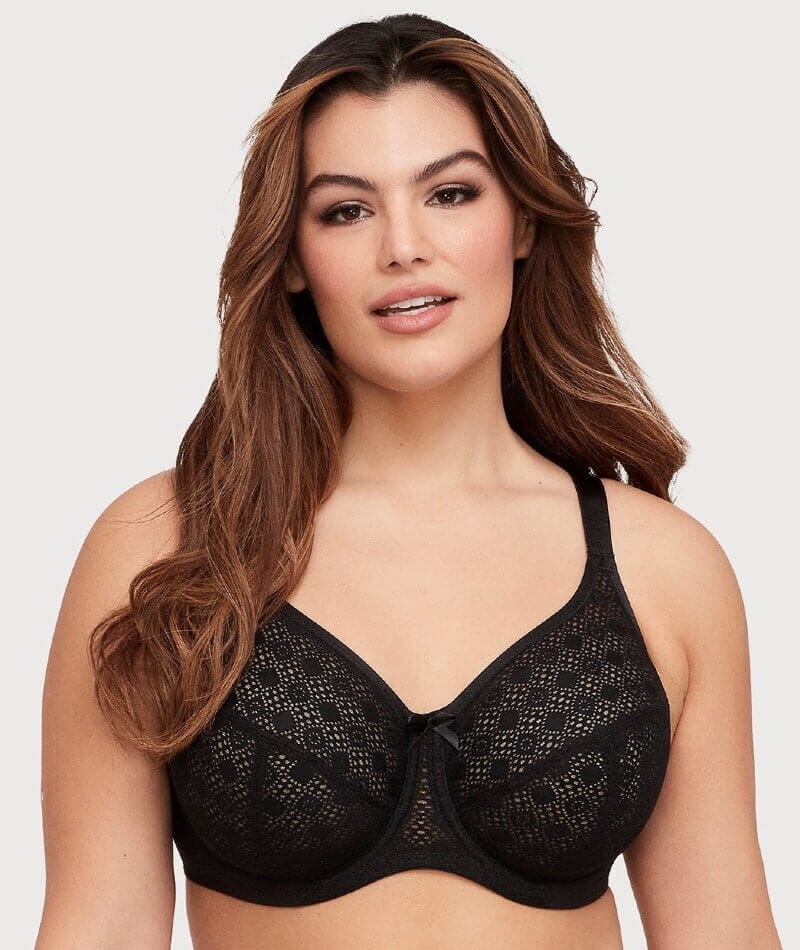 Glamorise Lace Comfort WonderWire Bra - Black Bras  