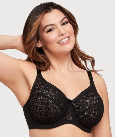 Glamorise Lace Comfort WonderWire Bra - Black Bras 