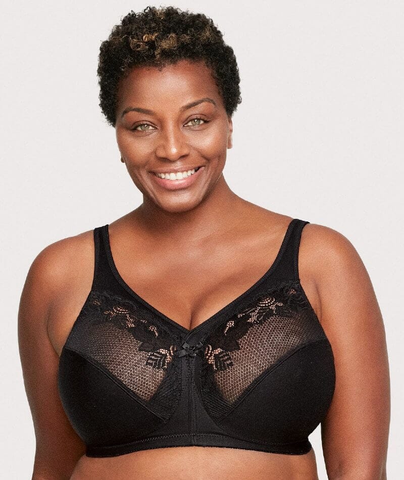 Glamorise MagicLift Minimizer Wirefree Bra - Black Bras 