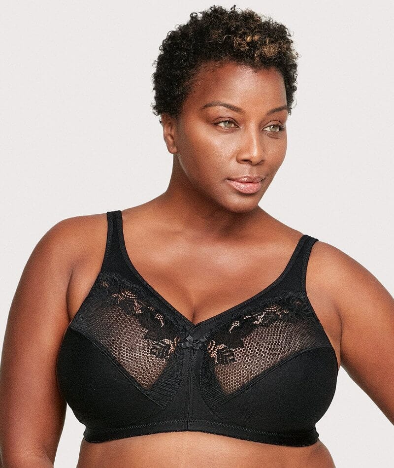 Glamorise MagicLift Minimizer Wirefree Bra - Black Bras 