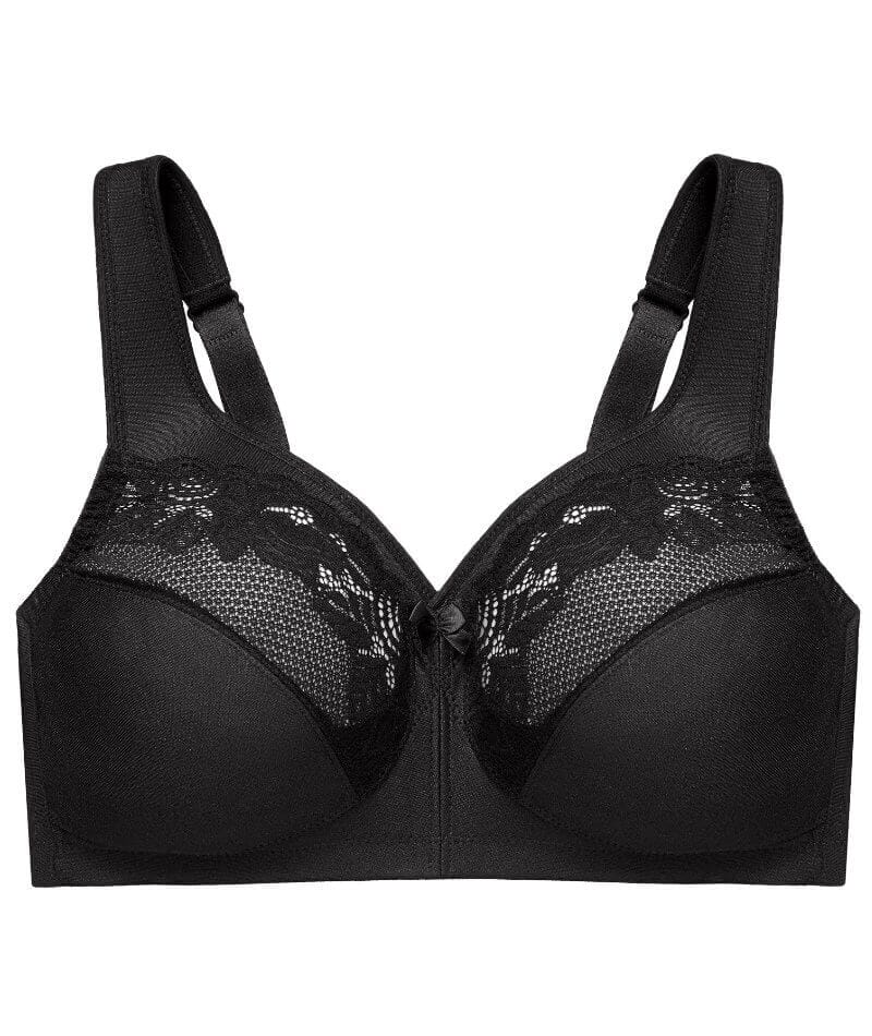 Glamorise MagicLift Minimizer Wirefree Bra - Black Bras 