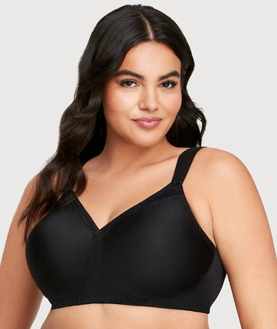 Glamorise MagicLift Seamless Wirefree Support T-Shirt Bra - Black Bras 