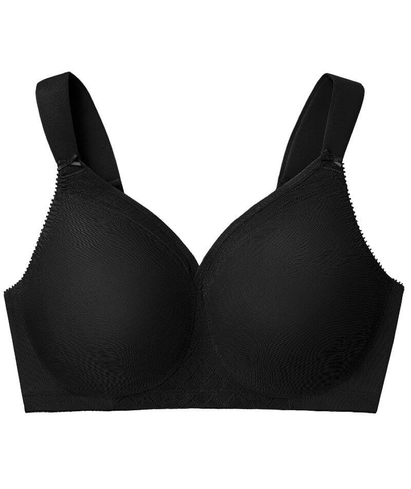 Glamorise MagicLift Seamless Wirefree Support T-Shirt Bra - Black Bras 