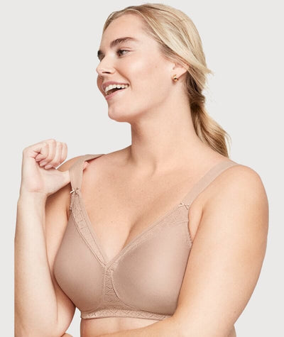 Glamorise MagicLift Seamless Wirefree Support T-Shirt Bra - Cafe Bras 