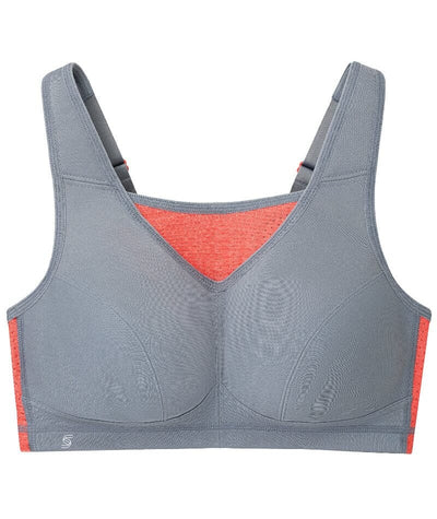 Glamorise No-Bounce Camisole Elite Wirefree Sports Bra - Gray/Coral Bras 