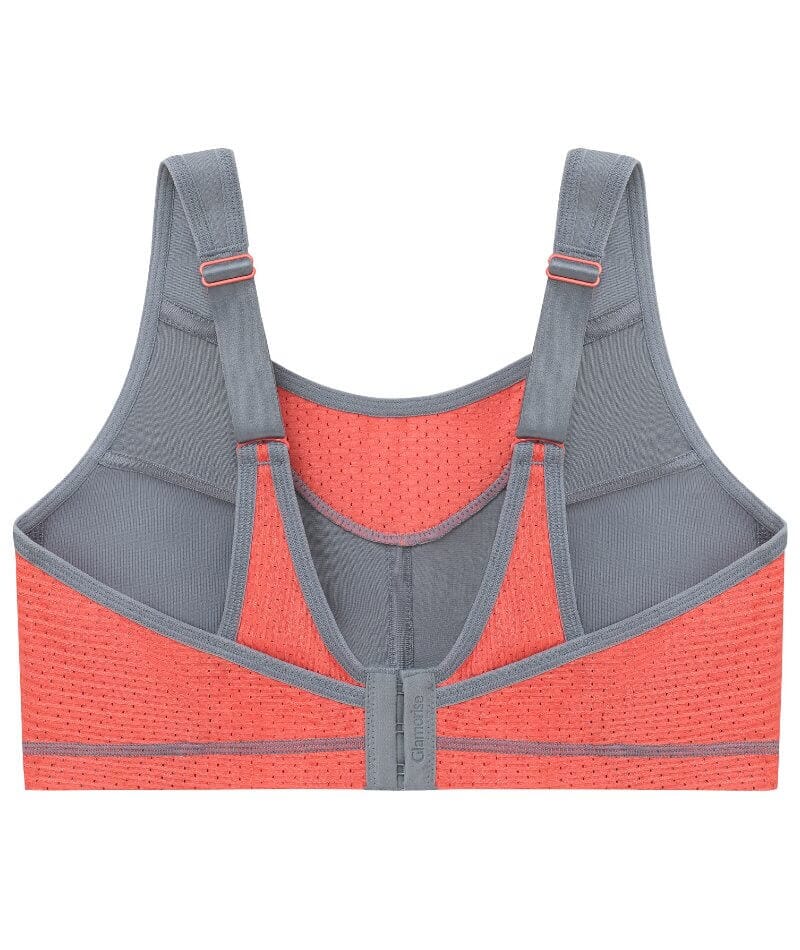 Glamorise No-Bounce Camisole Elite Wirefree Sports Bra - Gray/Coral Bras 