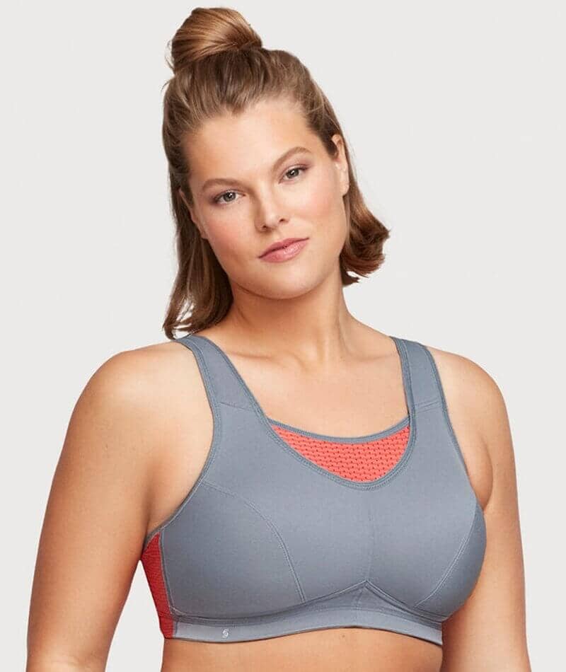 Glamorise No-Bounce Camisole Elite Wirefree Sports Bra - Gray/Coral Bras 