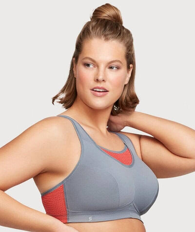 Glamorise No-Bounce Camisole Elite Wirefree Sports Bra - Gray/Coral Bras 