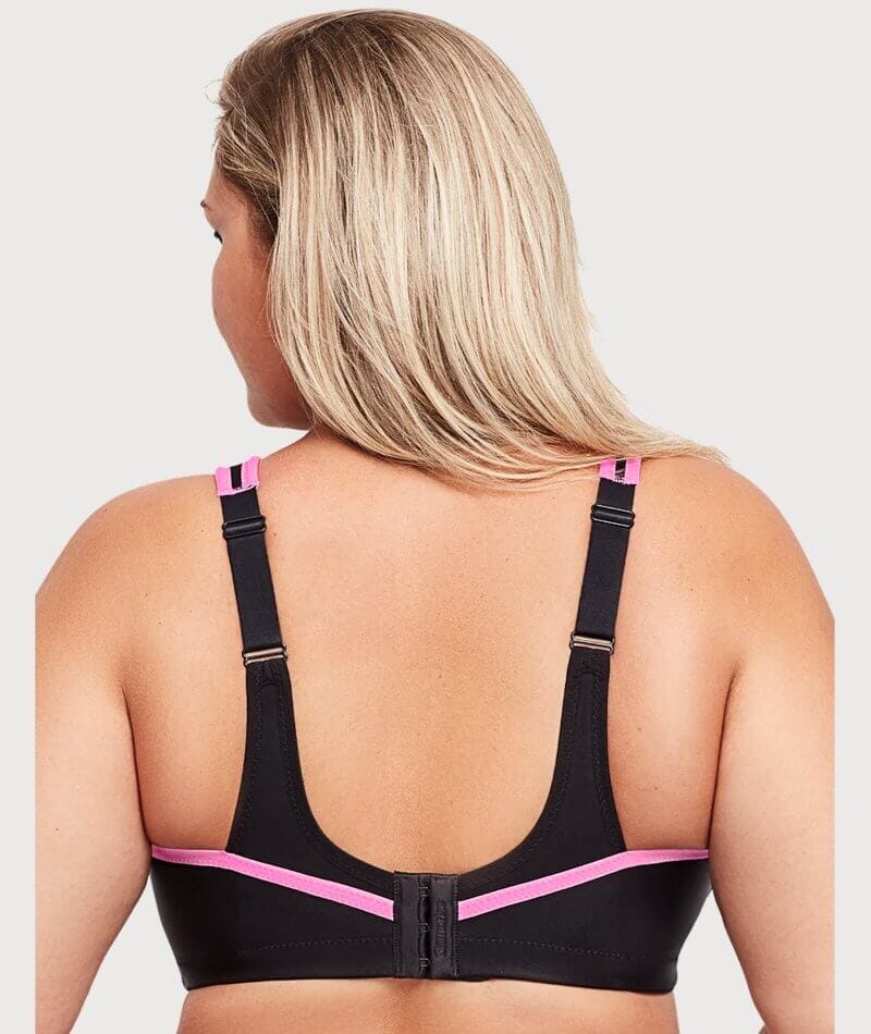 Glamorise No-Bounce Camisole Wirefree Sports Bra - Black/Pink Bras 