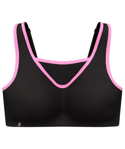 Glamorise No-Bounce Camisole Wirefree Sports Bra - Black/Pink Bras 