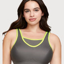 Glamorise No-Bounce Camisole Wire-Free Sports Bra - Gray/Yellow