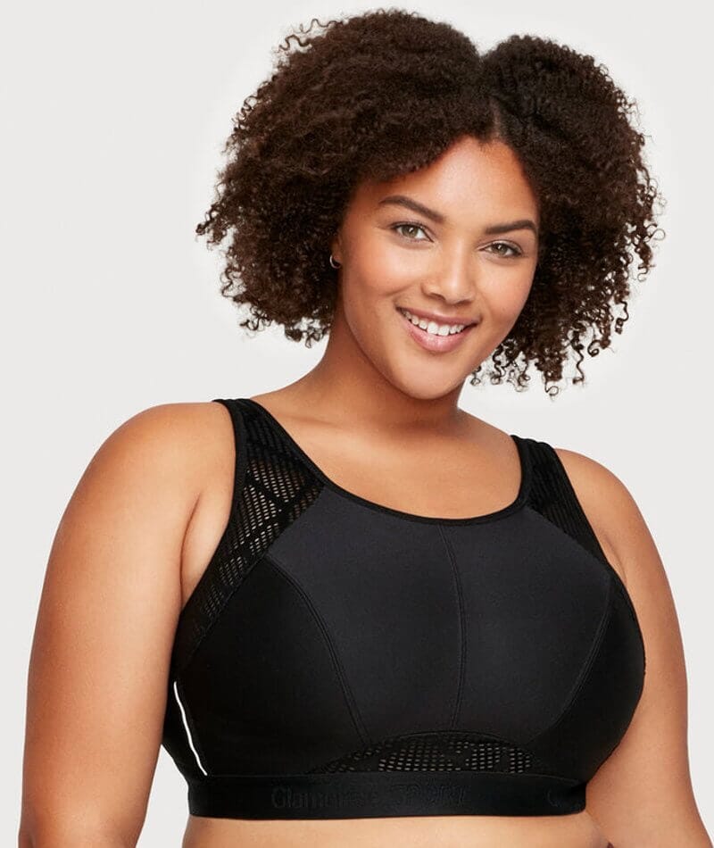 Glamorise No-Sweat Mesh Wirefree Sports Bra - Black Bras  