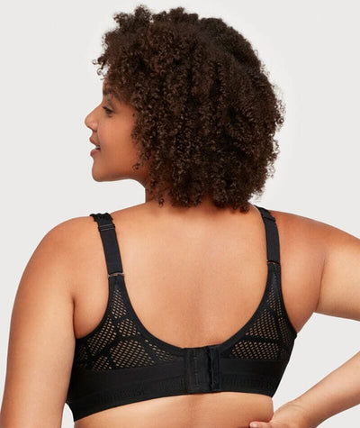 Glamorise No-Sweat Mesh Wirefree Sports Bra - Black Bras 