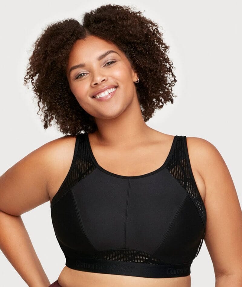 Glamorise No-Sweat Mesh Wirefree Sports Bra - Black Bras 