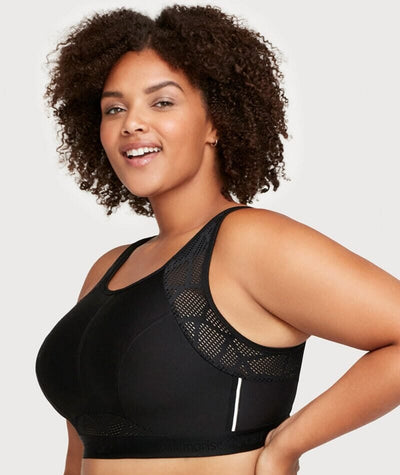 Glamorise No-Sweat Mesh Wirefree Sports Bra - Black Bras 