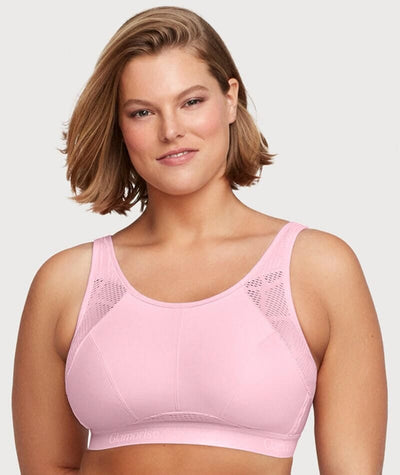 Glamorise No-Sweat Mesh Wirefree Sports Bra - Pink Bras 