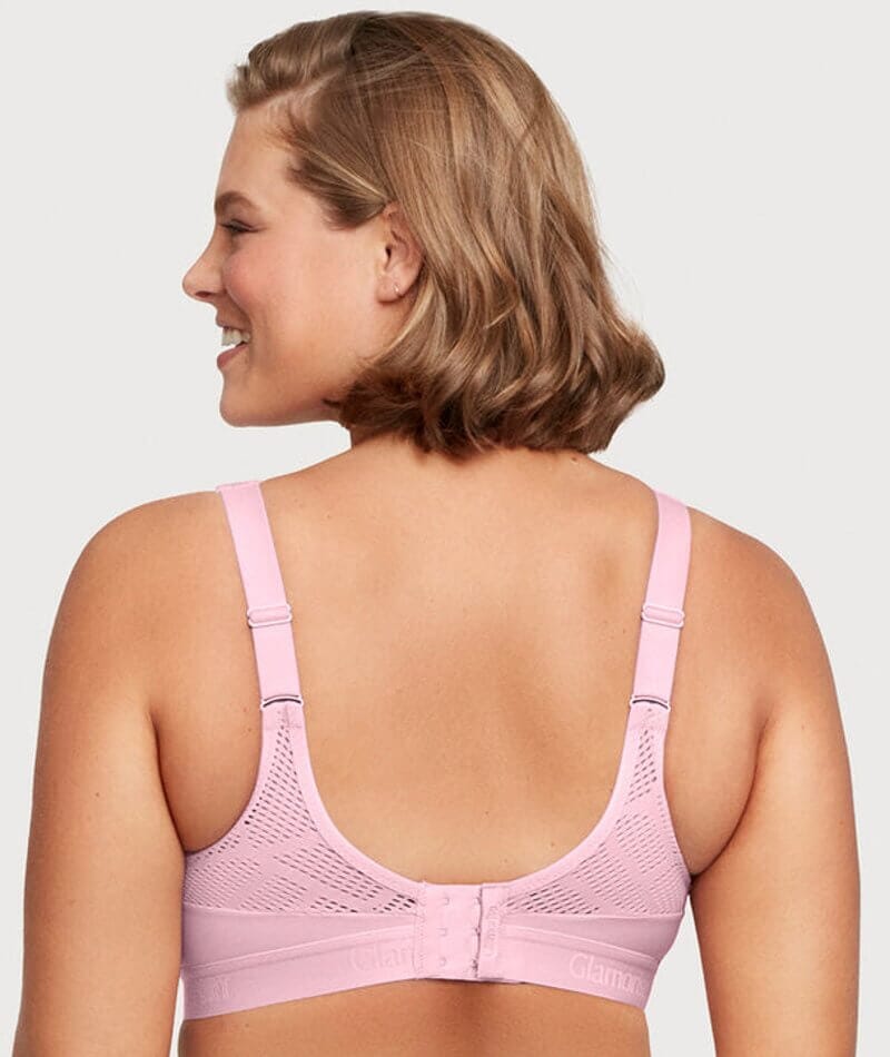 Glamorise No-Sweat Mesh Wirefree Sports Bra - Pink Bras 